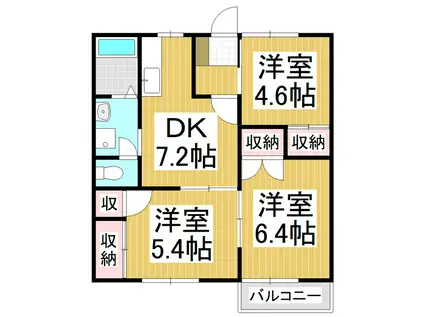 フォーブルT(3DK/2階)の間取り写真