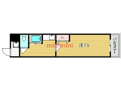 ステュディオYURI(1K/3階)の間取り写真
