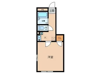 アムール萩山(1K/1階)の間取り写真