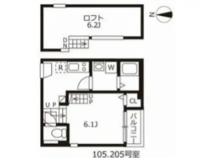 ハーモニーテラス鶴田(1SK/1階)の間取り写真