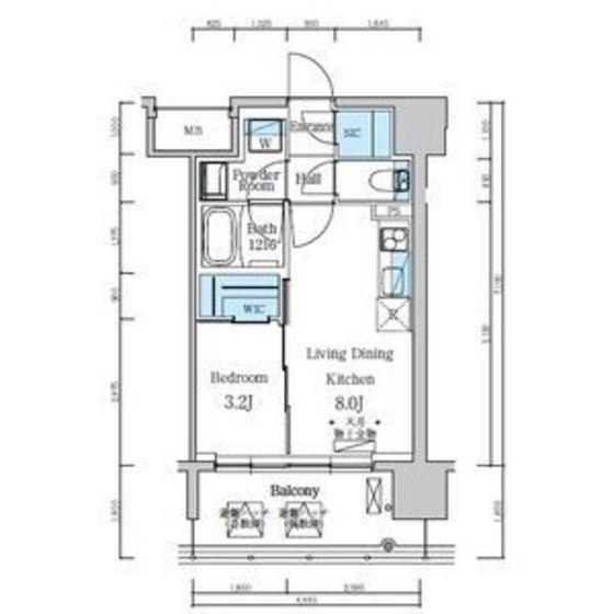デュオフラッツ仙台木町通リネア(1LDK/2階)の間取り写真