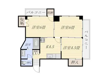 ゆたかハイツ(3K/3階)の間取り写真