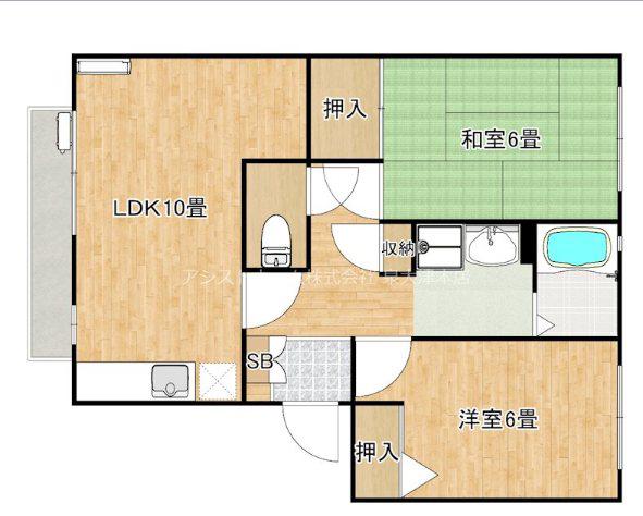 サンプライムシティ(2LDK/2階)の間取り写真