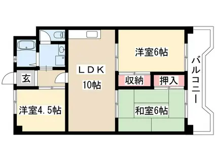 第2信栄ハイツ(3LDK/4階)の間取り写真