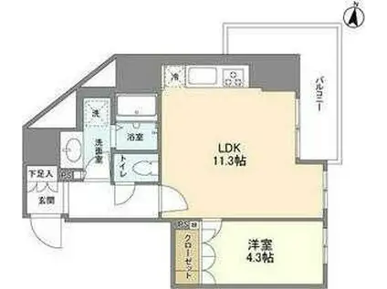 OPEN BLOOM SUMIDA YAHIRO(1LDK/9階)の間取り写真