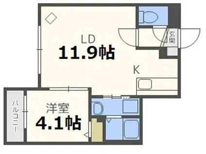 サンステージ豊平3-3(1LDK/5階)の間取り写真