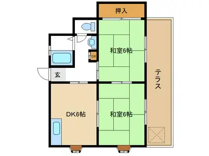 メゾンドイリス(2DK/1階)の間取り写真