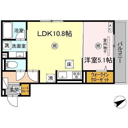 アベリアII番館(1LDK/1階)の間取り写真