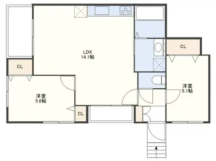 シーアンドスター赤迫(2LDK/1階)の間取り写真