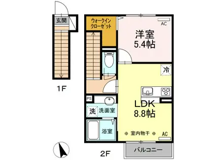 ELVITA(1LDK/2階)の間取り写真