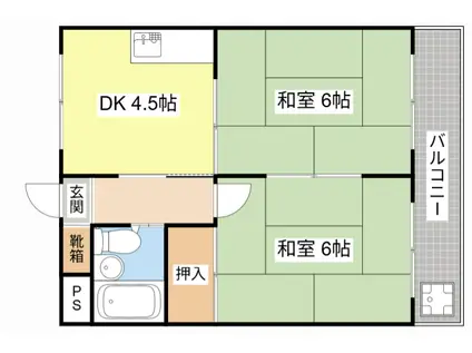 遠藤ハイツ(2DK/2階)の間取り写真