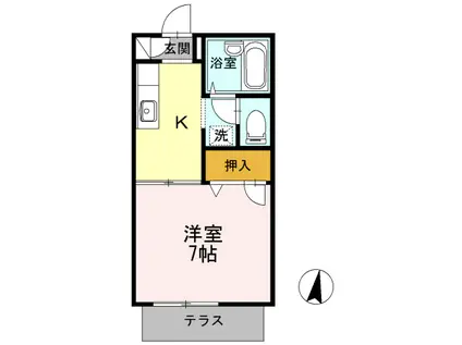 エーデルハイムI(1K/1階)の間取り写真