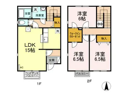 フラッツメイ B棟(3LDK/1階)の間取り写真