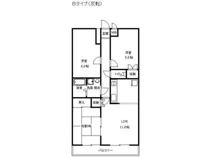 ヴェルテックス湘南(3LDK/1階)の間取り写真
