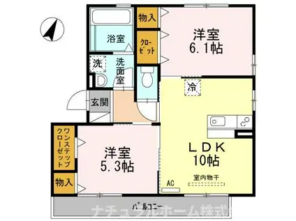 プール・トゥジュール(2LDK/3階)の間取り写真