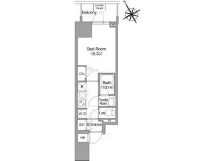 コンフォリア・リヴ天王寺寺田町ソルテラス(1K/7階)の間取り写真