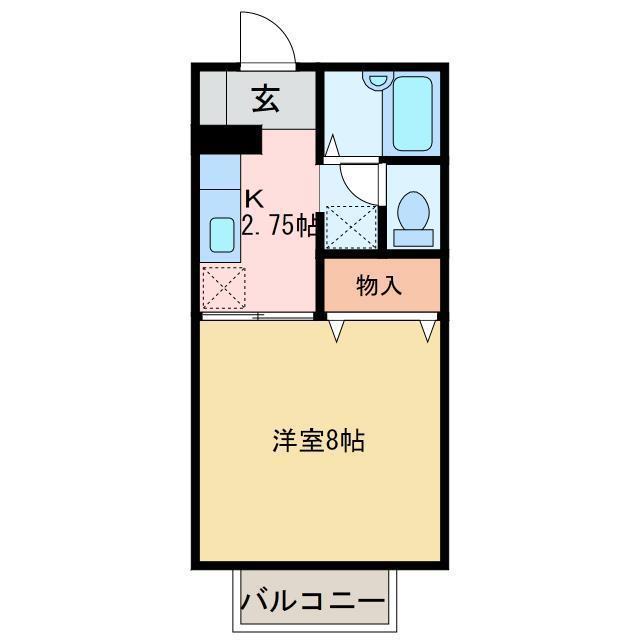 アベニューハタダIII(1K/2階)の間取り写真