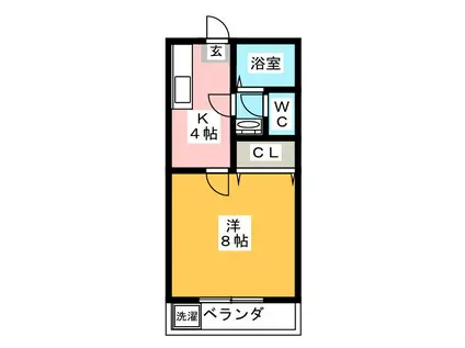 トヤマハイツII(1K/2階)の間取り写真