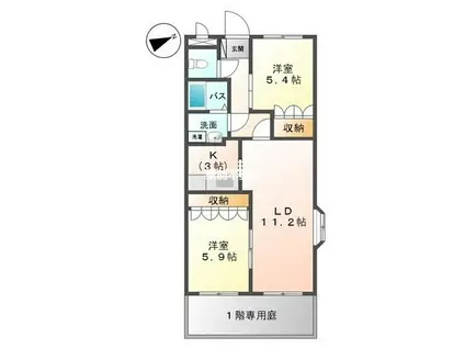 デュエール(2LDK/1階)の間取り写真