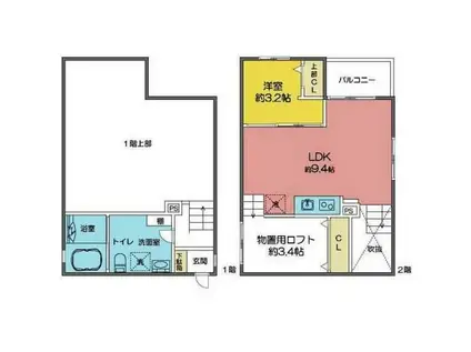 PRENDRE吹上(1LDK/2階)の間取り写真