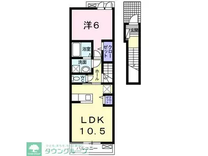 キャッスルバレー行田VI(1LDK/2階)の間取り写真