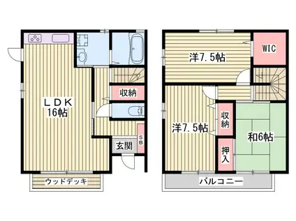 セジュール ル・サントル A棟(3LDK/1階)の間取り写真