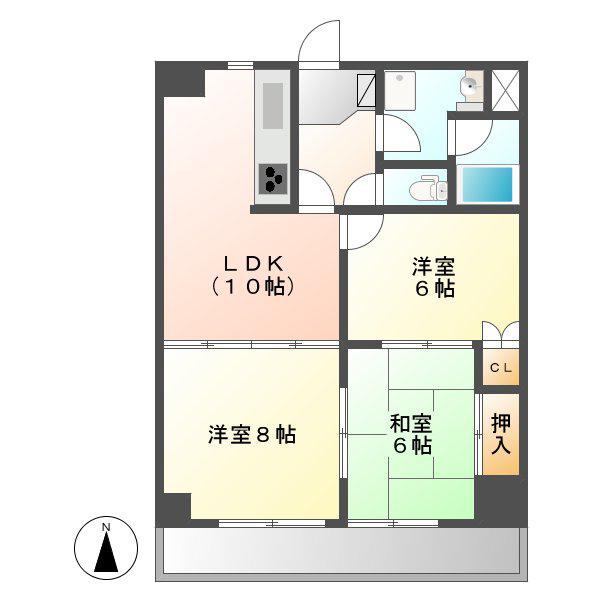 ジャルダン新金山(3LDK/8階)の間取り写真