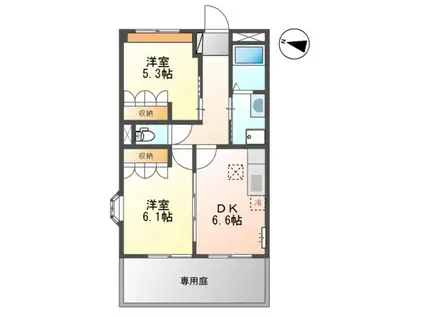カーサフェリーチェONGA(2DK/1階)の間取り写真
