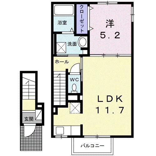 CASAかしば(1LDK/2階)の間取り写真