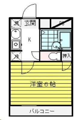 アルページュ若林(1K/4階)の間取り写真
