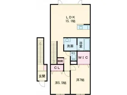 ルラーシェ名寄(2LDK/2階)の間取り写真