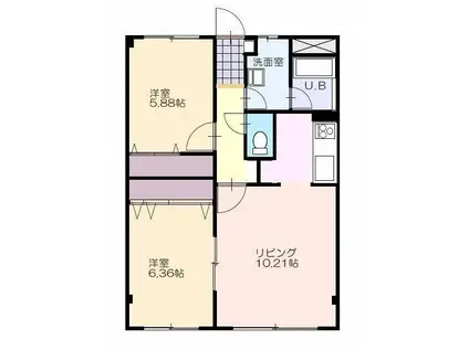 レジデンスKOUEI(2LDK/4階)の間取り写真