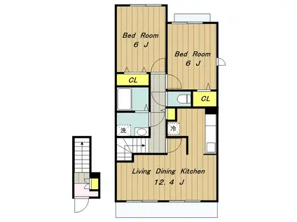 カレントステージ(2LDK/2階)の間取り写真