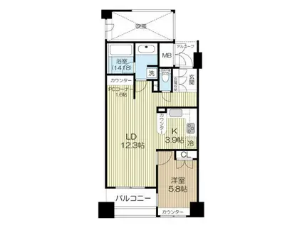 Dクラディア勾当台公園 407(1LDK/4階)の間取り写真