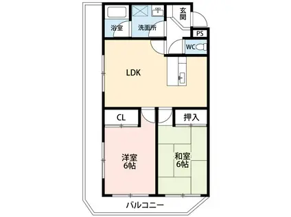 ケイズマンション大門(2LDK/3階)の間取り写真