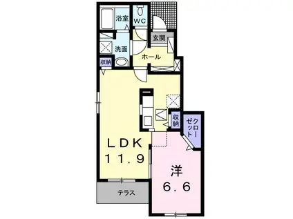 サンリットI(1LDK/1階)の間取り写真
