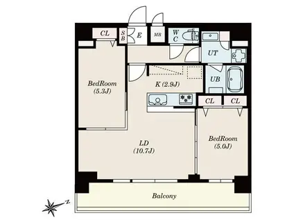 S‐RESIDENCE四日市安島ALOGGIO(2LDK/13階)の間取り写真