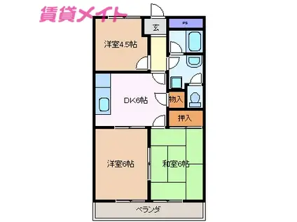 サンクラルテB棟(3DK/1階)の間取り写真