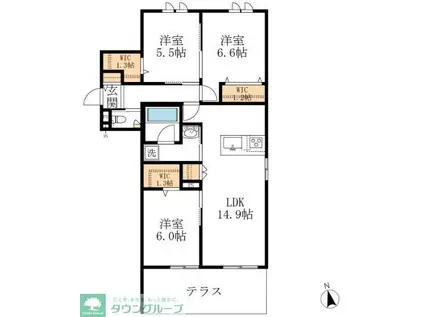 グリーンタウン赤坂(3LDK/1階)の間取り写真