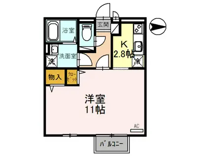 コンフォートヴィレッジ A(1K/2階)の間取り写真