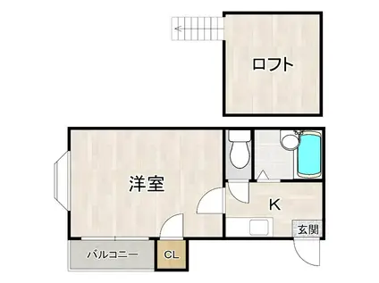 大橋メゾンBMIII-B(1K/1階)の間取り写真