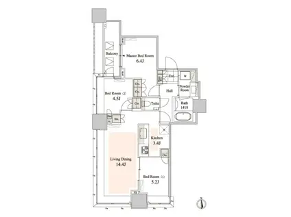 タワーコート北品川(3LDK/11階)の間取り写真