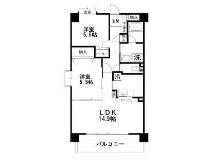 グラントゥールス(2LDK/2階)の間取り写真