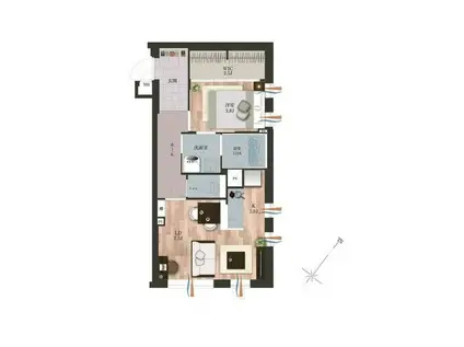 デュオメゾン渋谷松濤(1LDK/1階)の間取り写真