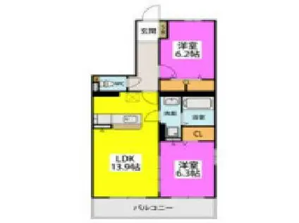 GRAN GRACE久留米南I(2LDK/1階)の間取り写真