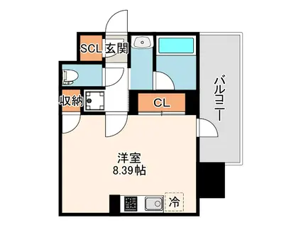METROSA南森町(ワンルーム/6階)の間取り写真