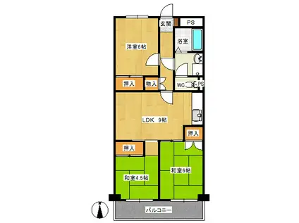 ピアパーク美園(3LDK/5階)の間取り写真