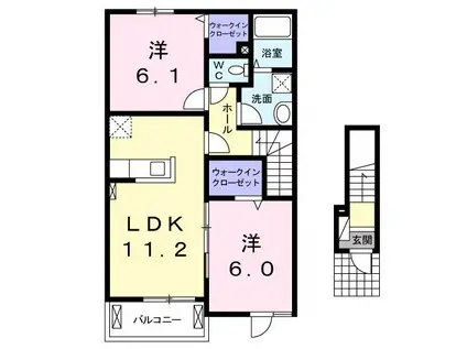 アルドール(2LDK/2階)の間取り写真