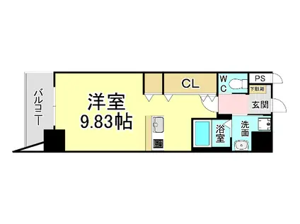 LEGEND鍛治町(ワンルーム/9階)の間取り写真