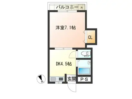 林レジデンス(1K/3階)の間取り写真